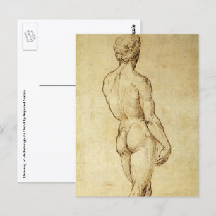 Studie van Michelangelo's David-beeld door Raphael Briefkaart