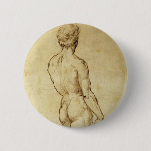 Studie van Michelangelo's David-beeld door Raphael Ronde Button 5,7 Cm