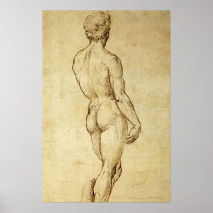 Studie van Michelangelo's David-beeldhouwwerk door Poster