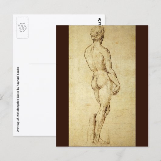 Studie van Michelangelo's David-standbeeld door Ra Briefkaart (Voorkant / Achterkant)