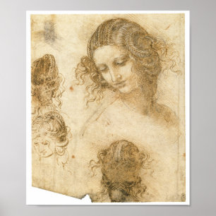 Studie van Vrouw voor Verloren schilderij Leda, da Poster