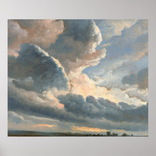 Studie van wolken met een zonsondergang nabij Rome Poster