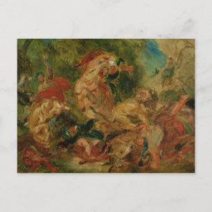 Studie voor de Lion Hunt, 1854 Briefkaart