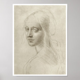 Studie voor de "Maagd van de Rocks", Da Vinci Poster