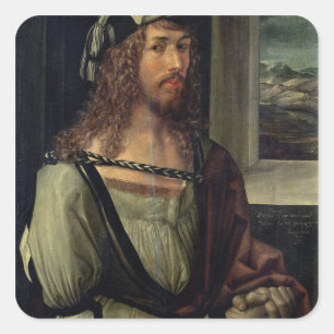 Studie voor Self Portrait met een handschoen, c.14 Vierkante Sticker