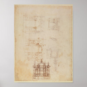 Studies voor de architectonische samenstelling poster