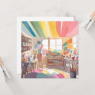 Studio d'art coloré Carte de peinture à l'aquare