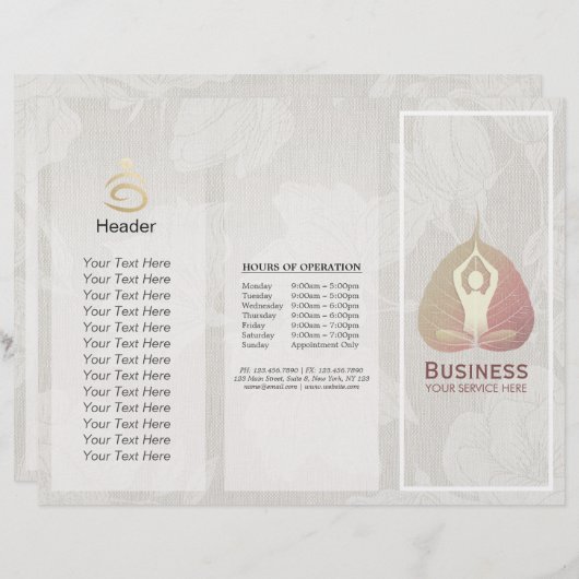 Studio De Brochures De Yoga Tri-Fold (Devant / Derrière)
