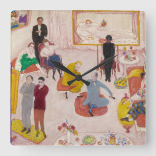 Studio Party van Florine Stettheimer Vierkante Klok