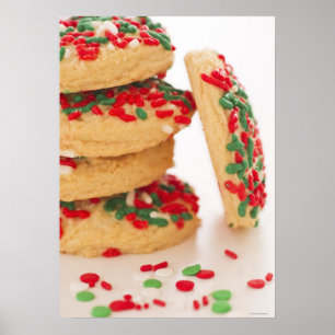 Studio Shot of christmas cookies with sprinkles Poster