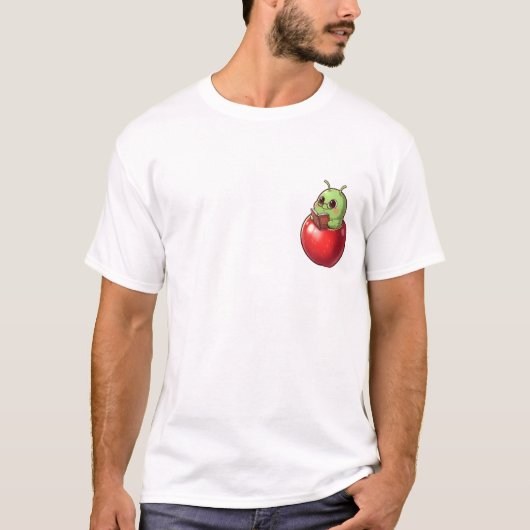 Studious Apple Bookworm Character T-shirt (Voorkant)