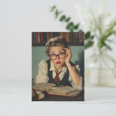 Studious Woman in  stijl Briefkaart (Staand voorkant)