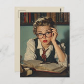 Studious Woman in  stijl Briefkaart (Voorkant / Achterkant)