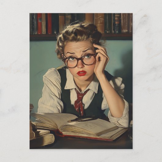 Studious Woman in  stijl Briefkaart (Voorkant)