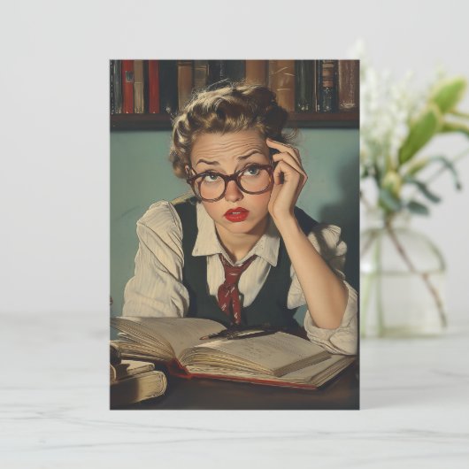 Studious Woman in stijl Kaart (Staand voorkant)