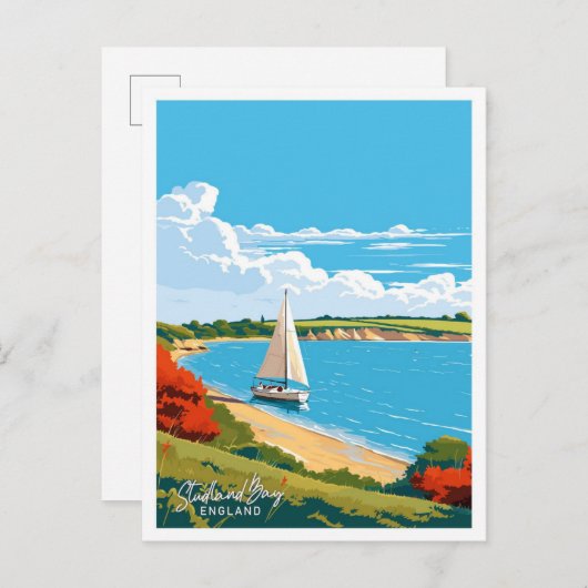 Studland Bay Engeland Reizen  illustratie Briefkaart (Voorkant / Achterkant)