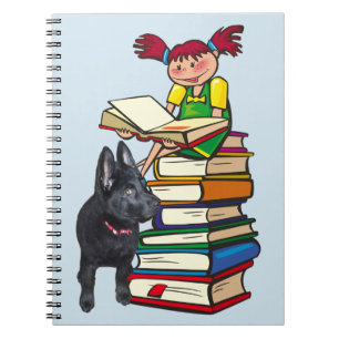 Study Buddy GSD Puppy & School Girl op Boeken Notitieboek