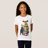 Study Buddy GSD Puppy & School Girl op Boeken T-shirt (Voorkant volledig)