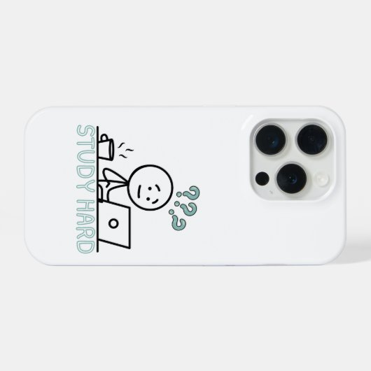 Study Hard Motivational Cartoon Stickman iPhone Ca (Verso Horizontal)