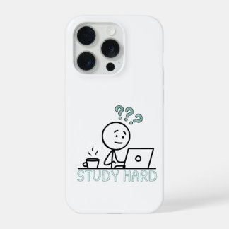 Study Hard Motivational Cartoon Stickman iPhone Ca 15 Pro Hoesje