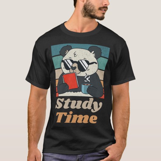 Study Time Panda Bear Cute Retro Animal Student T-shirt (Voorkant)