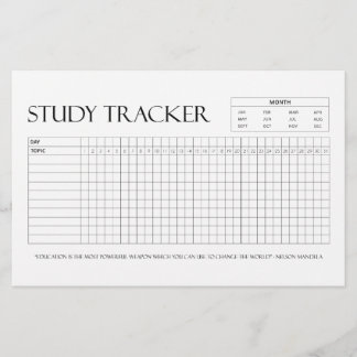 Study Tracker | Maand | 31 dagen | Onderwerp | Voo Briefpapier