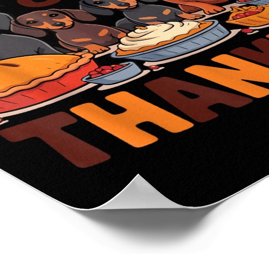 Stuffed And Thankful Dachshund Funny Thanksgiving Poster (Hoek)