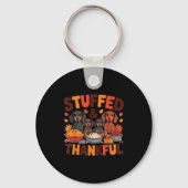 Stuffed And Thankful Dachshund Funny Thanksgiving Sleutelhanger (Voorkant)