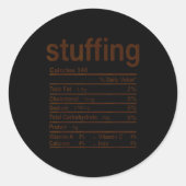 Stuffing Nutrition Facts Funny Thanksgiving Food C Ronde Sticker (Voorkant)