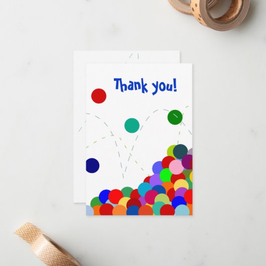 Stuiterfeest Bedankbriefje Plat Notitiekaartje (Voorkant / Achterkant in situ)