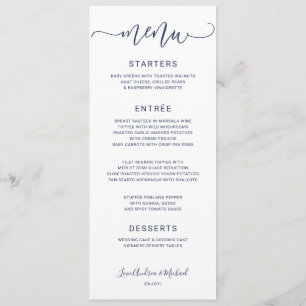 Stuitserige kalligrafie wervelend (marineblauw) Tr Menu