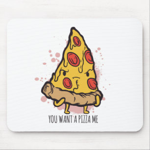 Stuk Pizza Grappige Eter Uitdrukking Ontwerp Muismat