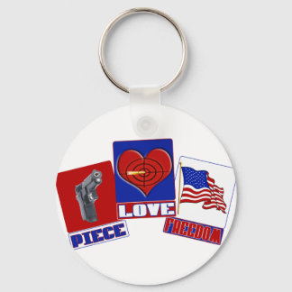 STUK (VREDE) LIEFDE (HART) VRIJHEID (VS VLAG) SLEUTELHANGER