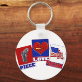 STUK (VREDE) LIEFDE (HART) VRIJHEID (VS VLAG) SLEUTELHANGER (Voorkant)