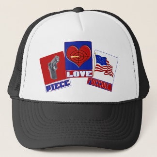 STUK (VREDE) LIEFDE (HART) VRIJHEID (VS VLAG) TRUCKER PET