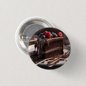 Stukje chocoladetaart ronde button 3,2 cm (Voorkant /achterkant)