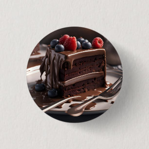 Stukje chocoladetaart ronde button 3,2 cm