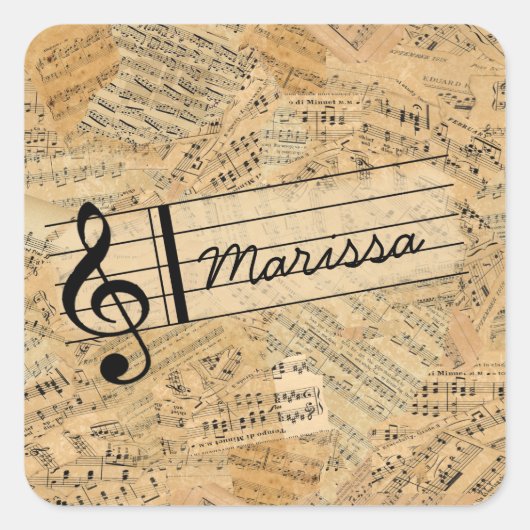 Stukken van muziek-ID389 Vierkante Sticker (Voorkant)