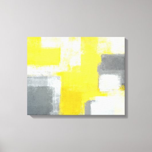 'Stumbled' Grijze en Gele Abstracte Kunst Canvas Afdruk (Voorkant)