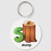 Stump Alfabet Letter S Fun Tree Stump Art Sleutelhanger (Achterkant)