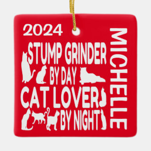 Stump Grinder houdt van katten op MAAT Keramisch Ornament