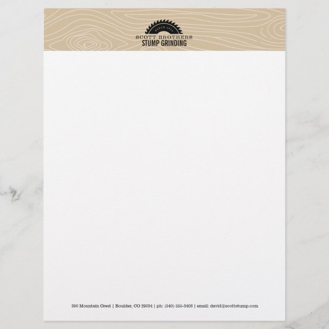 Stump Grining of Tree Care Business Letterhead Briefhoofd (Voorkant)