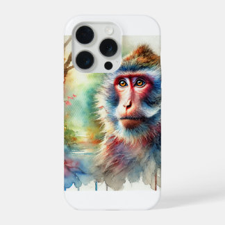 Stump Tailed Macaque 210724AREF123 - Watercolor iPhone 15 Pro Hoesje