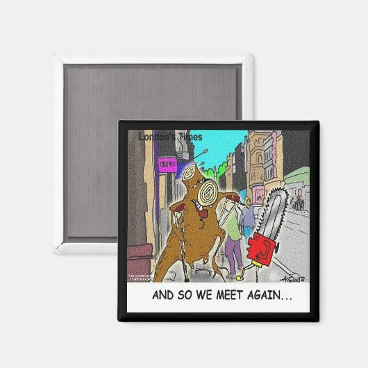 Stumping: Chainzaag Vs Tree grappig komiek Magneet (Voorkant / Achterkant)