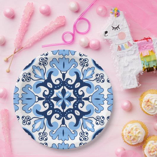 💙 Stunning blue Azulejos Papieren Bordje (Feest)