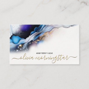 Stunning Blue Gold Ultra Vloeibare Alcohol Inkt Visitekaartje