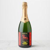 Stunning Chinese Year of the Fire Horse 2026 Sparkling Wijnetiket (Voorkant)