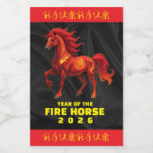 Stunning Chinese Year of the Fire Horse 2026 Wijn Etiket (Enkel label)