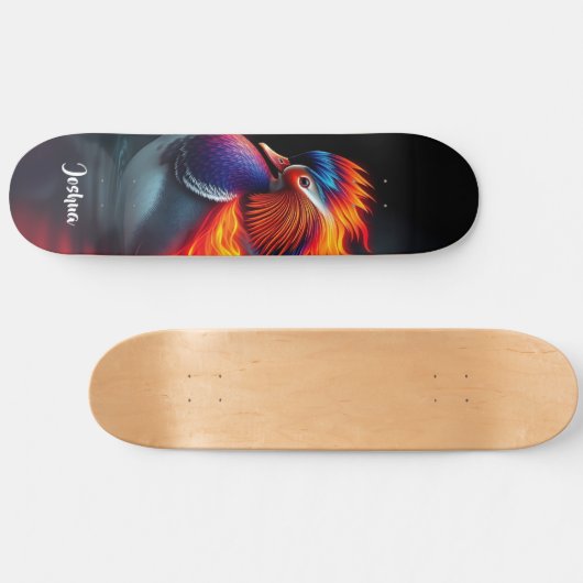 Stunning Flame-boyant Firebird Hot Mandarin Duck Skateboard (Horizontaal)