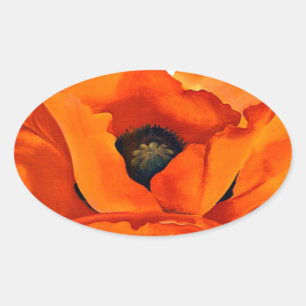 Stunning Georgia O'Keeffe Red Poppy Ovale Sticker
